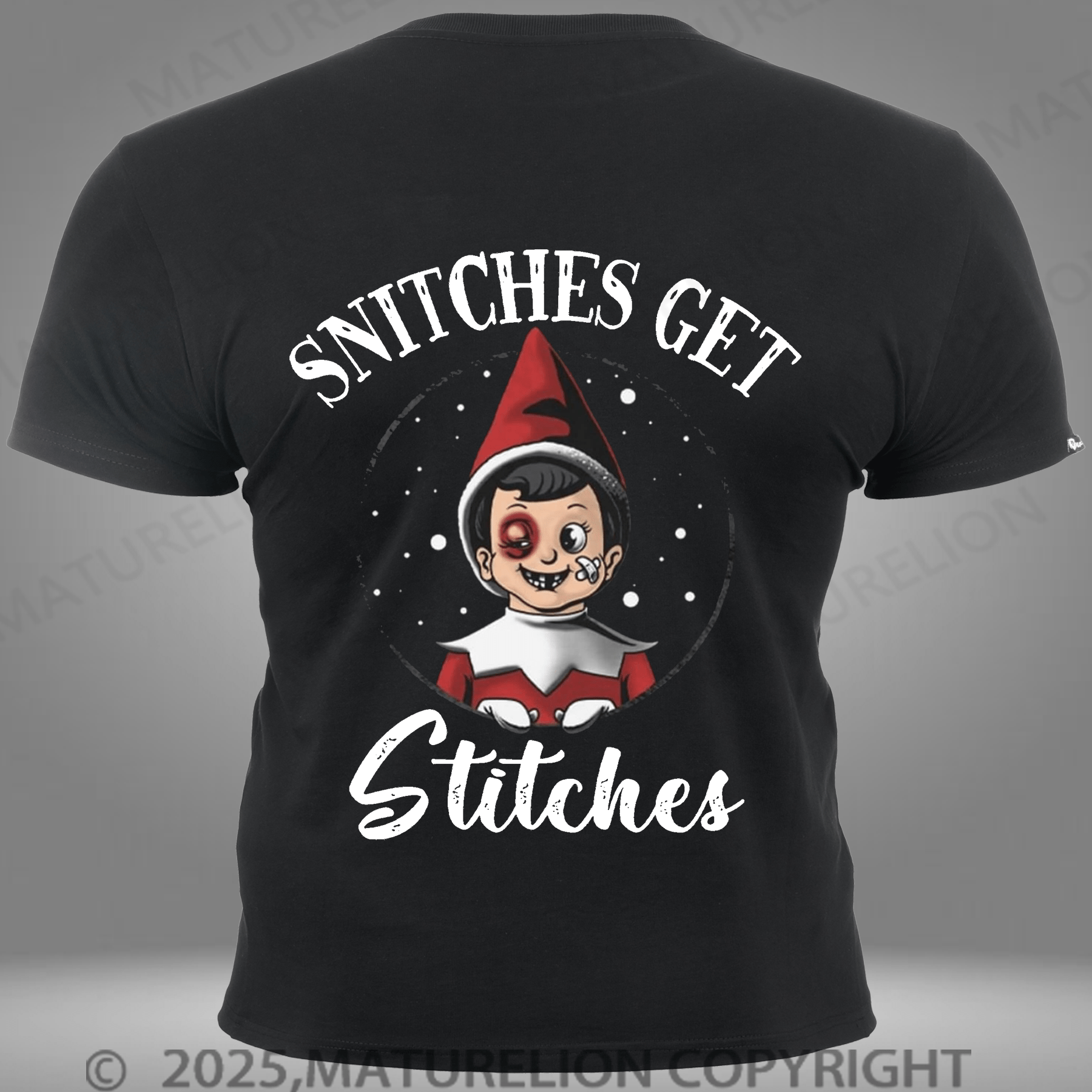 Maturelion Men's T-shirt Funny Snitches Get Stitches Christmas Pocket T-Shirt