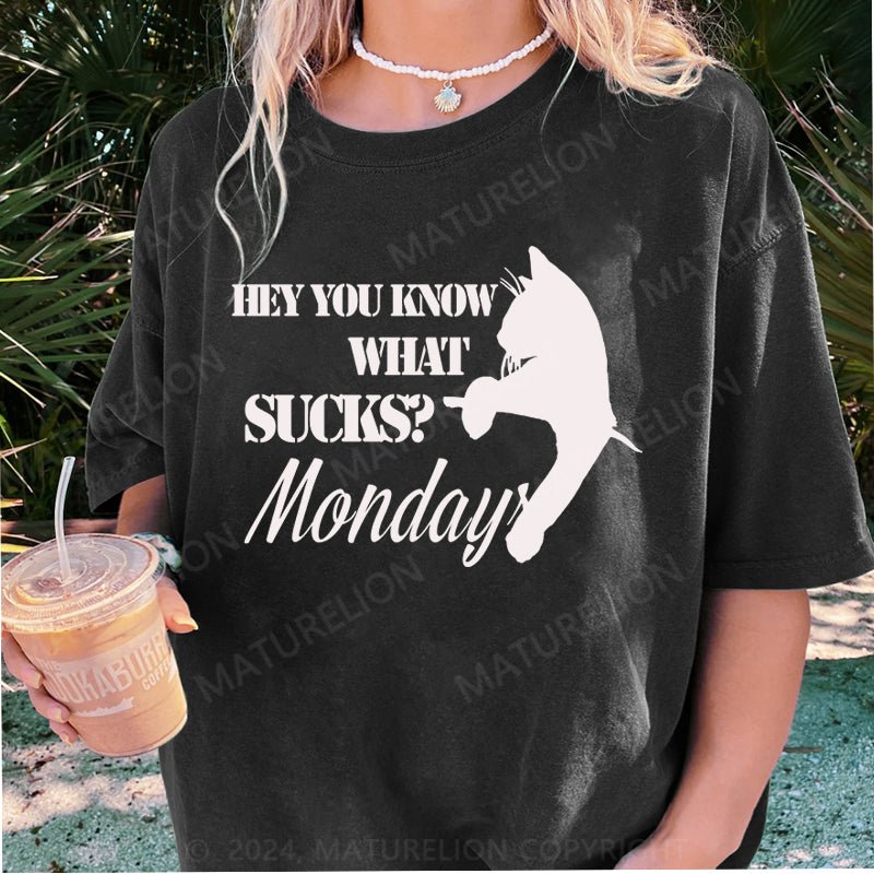 Maturelion Hey You Know What SucksMonday DTG Printing Washed Cotton T-Shirt