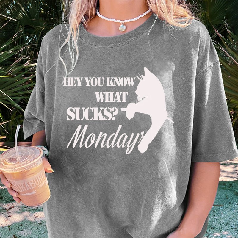 Maturelion Hey You Know What SucksMonday DTG Printing Washed Cotton T-Shirt