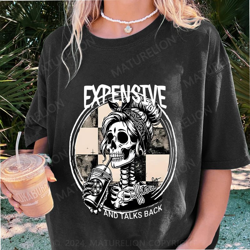 Maturelion Halloween Expensive Difficult And Talks Back DTG Printing Washed Cotton T-Shirt