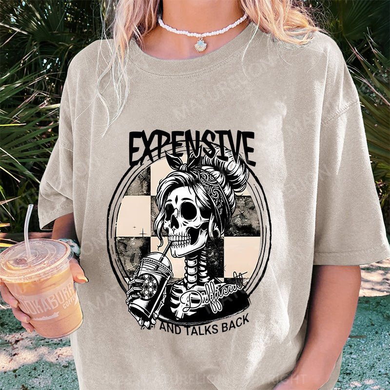 Maturelion Halloween Expensive Difficult And Talks Back DTG Printing Washed Cotton T-Shirt