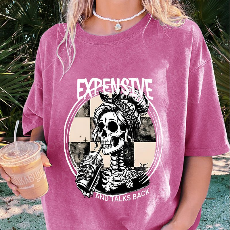 Maturelion Halloween Expensive Difficult And Talks Back DTG Printing Washed Cotton T-Shirt