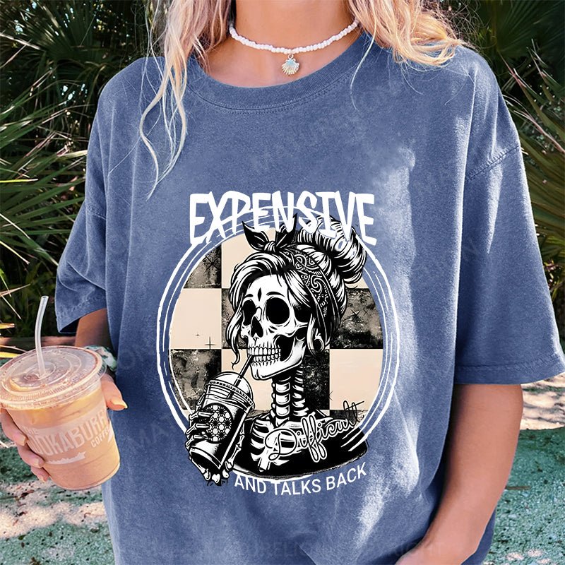 Maturelion Halloween Expensive Difficult And Talks Back DTG Printing Washed Cotton T-Shirt