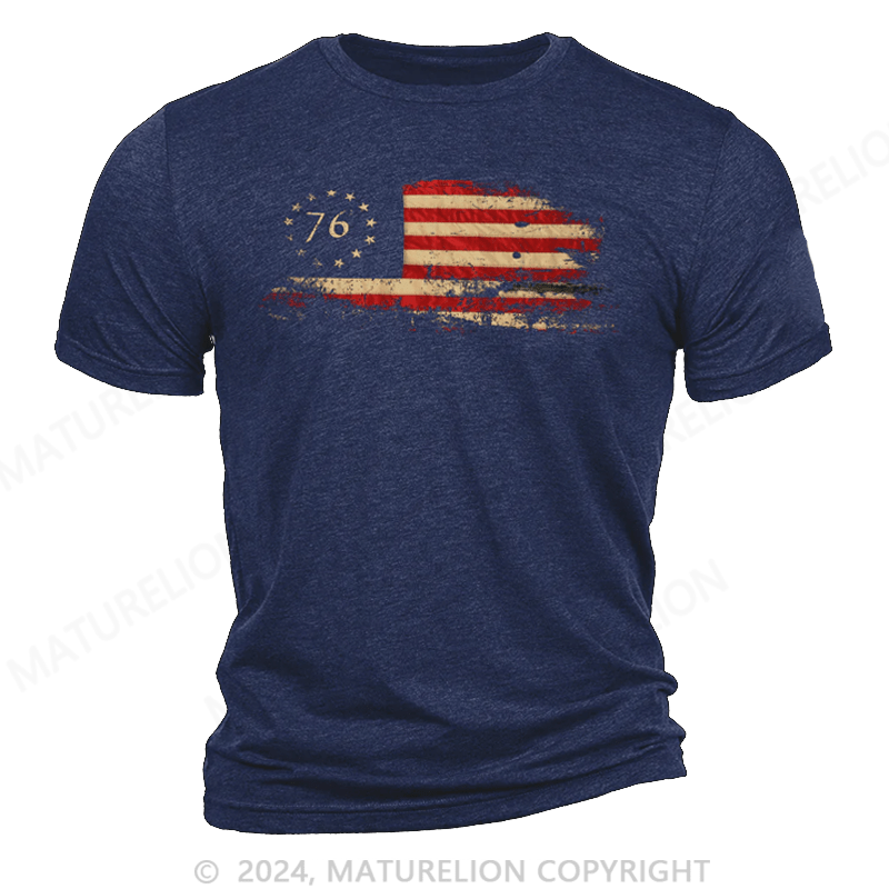 Maturelion 1776 Betsy Ross USA Flag Men's Patriotic T-Shirt