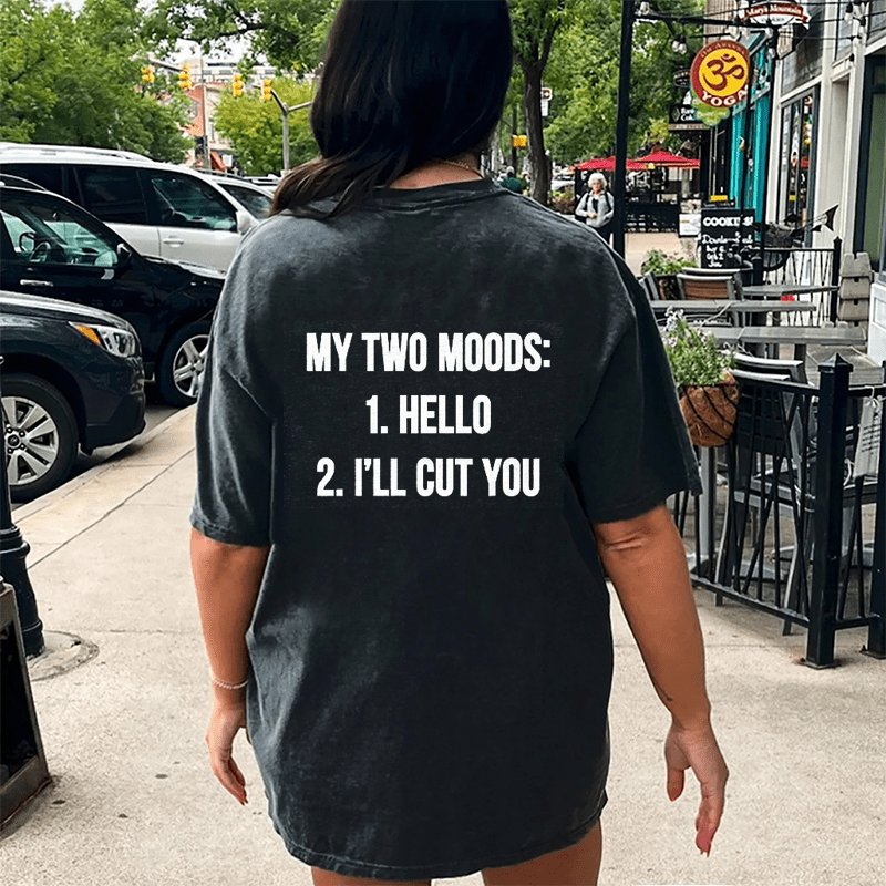 Maturelion My Two Moods DTG Printing Washed Cotton T-Shirt