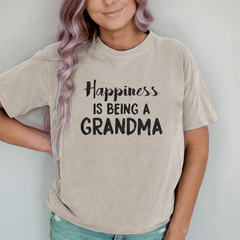 Maturelion Happiness Is Being A Grandma DTG Printing Washed Cotton T-Shirt