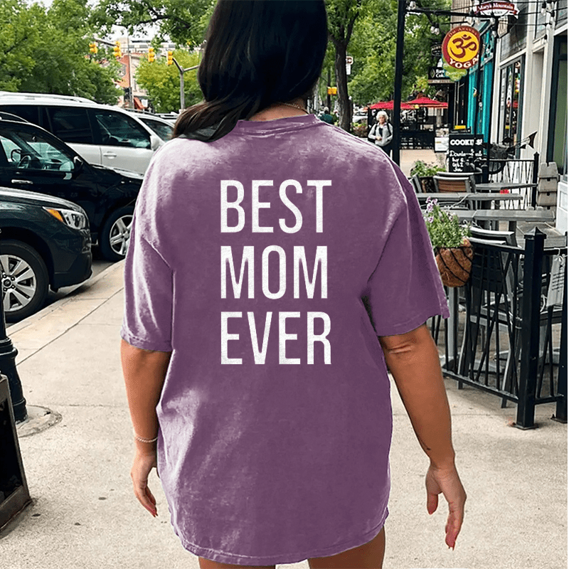 Maturelion Best Mom Ever DTG Printing Washed Cotton T-Shirt