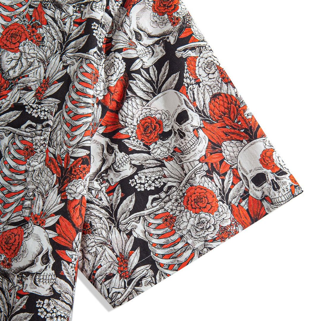 Maturelion Colorful Skull Flower Hawaiian Shirt