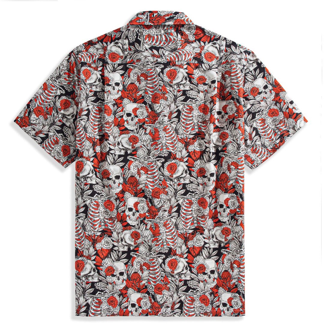 Maturelion Colorful Skull Flower Hawaiian Shirt