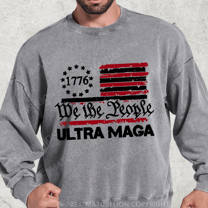 Maturelion 1776 We The People American Flag Ultra Maga DTG Printing Washed sweatshirt