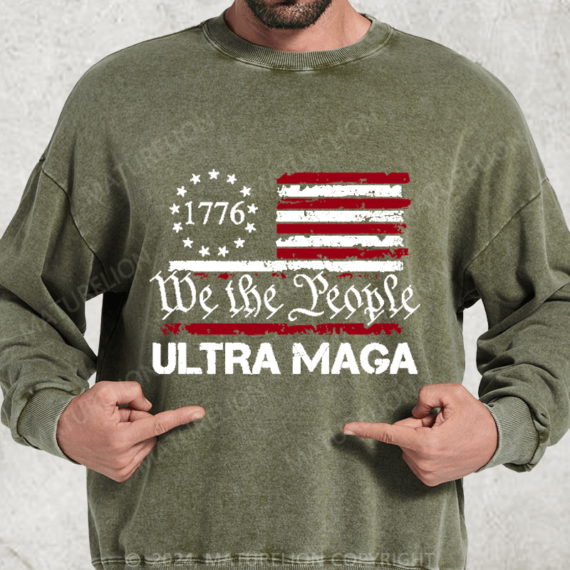 Maturelion 1776 We The People American Flag Ultra Maga DTG Printing Washed sweatshirt