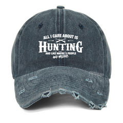 Maturelion All I Care About Is Hunting And Like Maybe 3 People And Whiskey Washed Vintage Cap