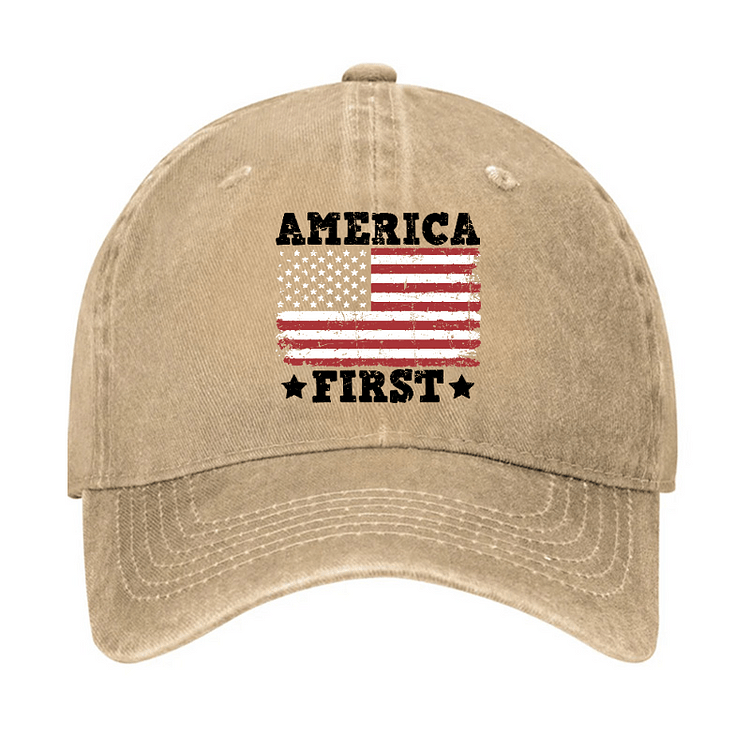 Maturelion America First With USA Flag Print Cap