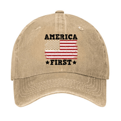 Maturelion America First With USA Flag Print Cap