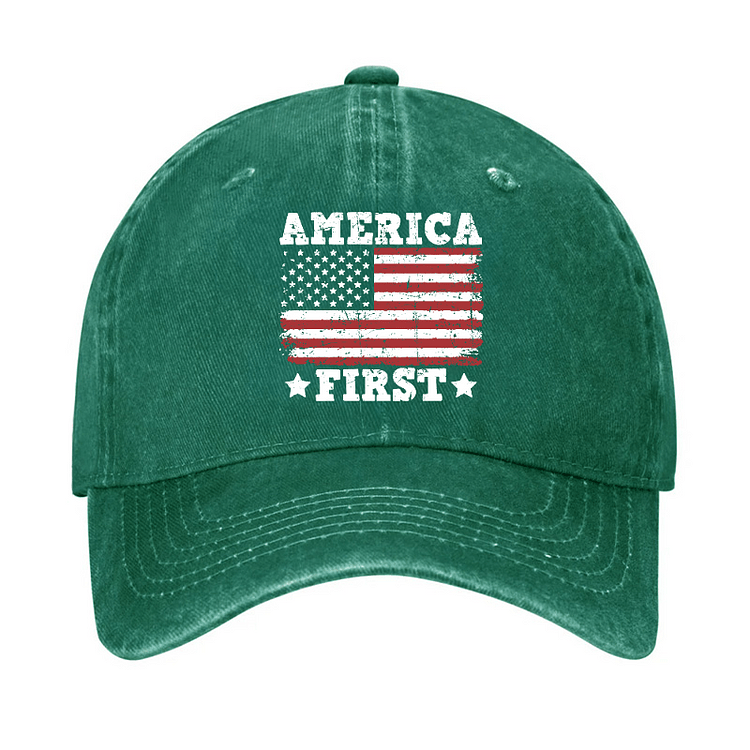 Maturelion America First With USA Flag Print Cap