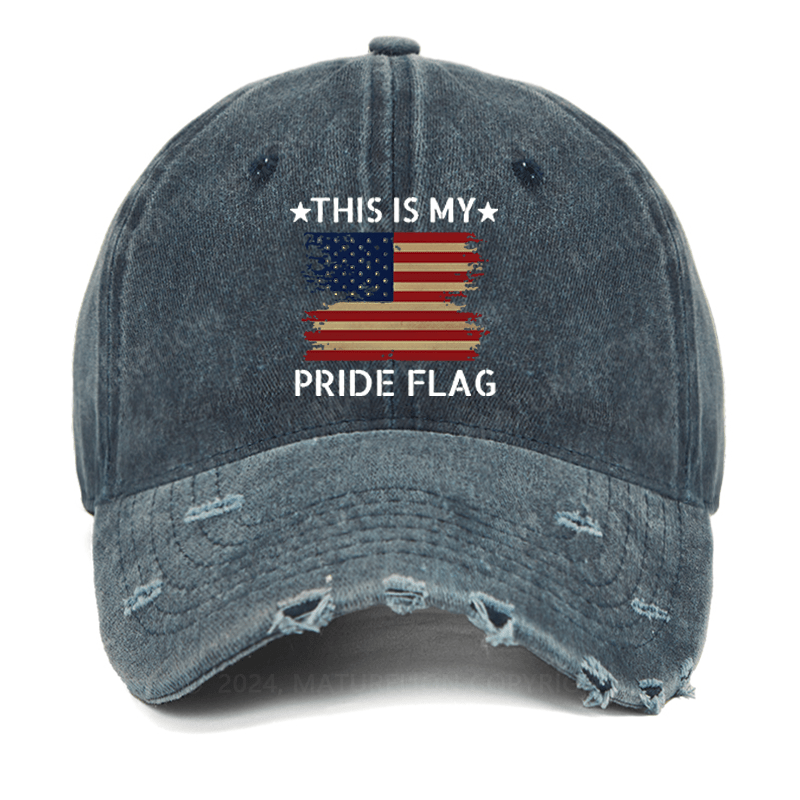 Maturelion American Flag This Is My Pride Flag Washed Vintage Cap