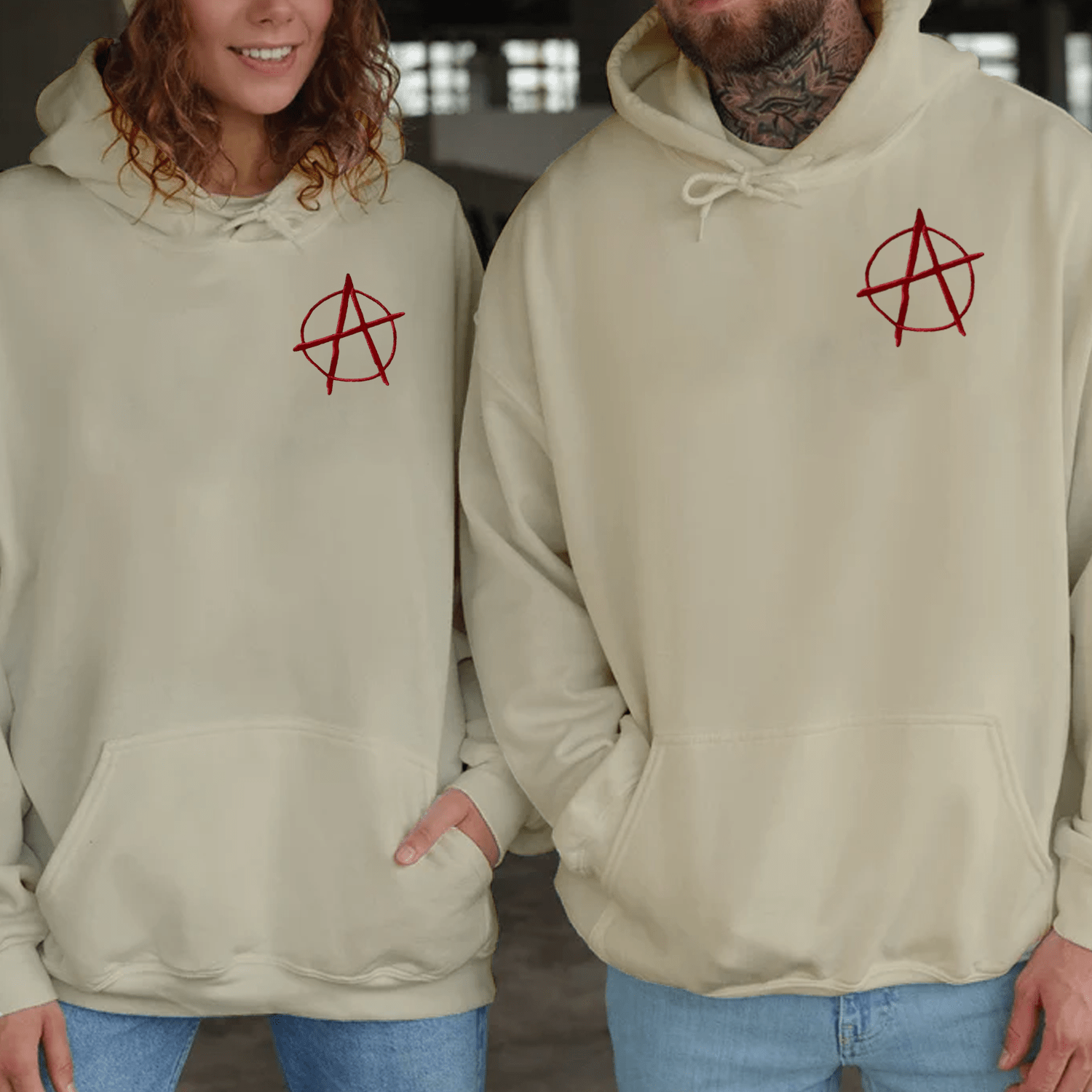 Maturelion Anarchy Embroidered Matching Set Couple Hoodie