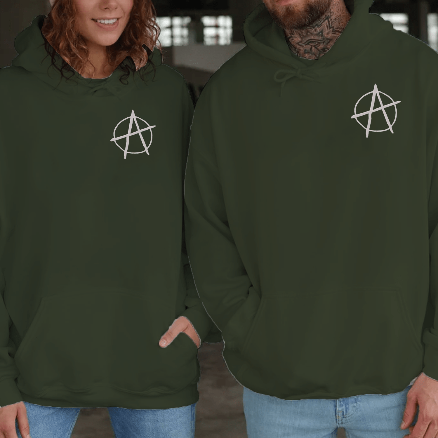 Maturelion Anarchy Embroidered Matching Set Couple Hoodie