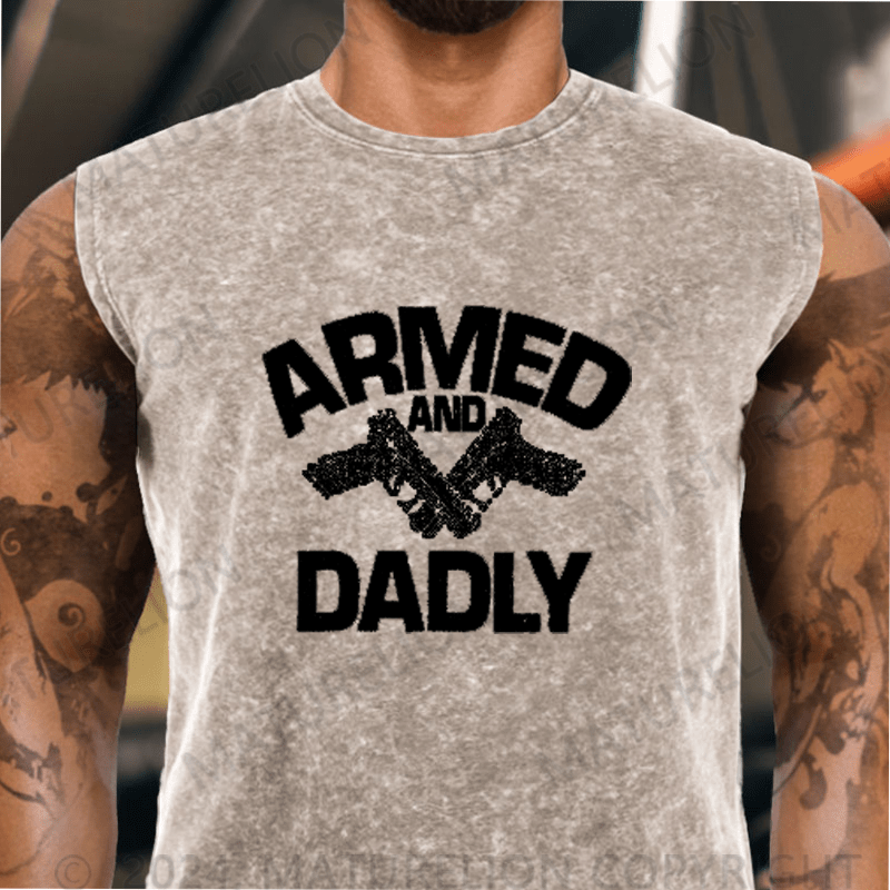 Maturelion Armed and Dadly Vintage Washed Tank Top