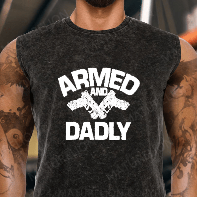 Maturelion Armed and Dadly Vintage Washed Tank Top