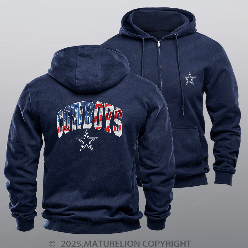 Maturelion Bears & Broncos & Cowboys Nfl Black Zipper Hoodie