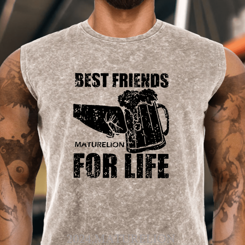 Maturelion Best Friends for Life Beer Graphic Cotton  Tank Top