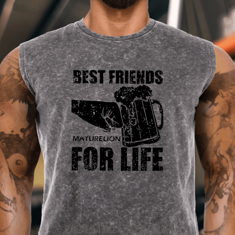 Maturelion Best Friends for Life Beer Graphic Cotton  Tank Top