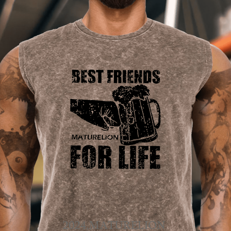 Maturelion Best Friends for Life Beer Graphic Cotton  Tank Top