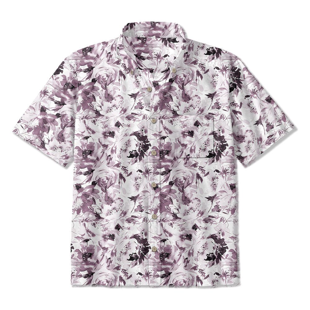 Maturelion Botanical Print Casual Cotton Hawaiian Shirt