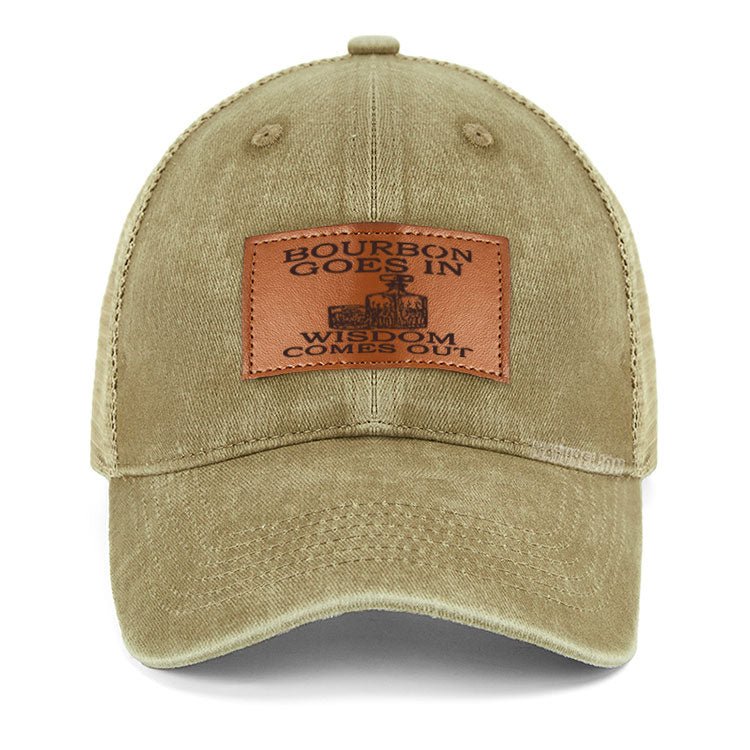 Maturelion Bourbon Goes In Wisdom Comes Out Leather Patch Cap