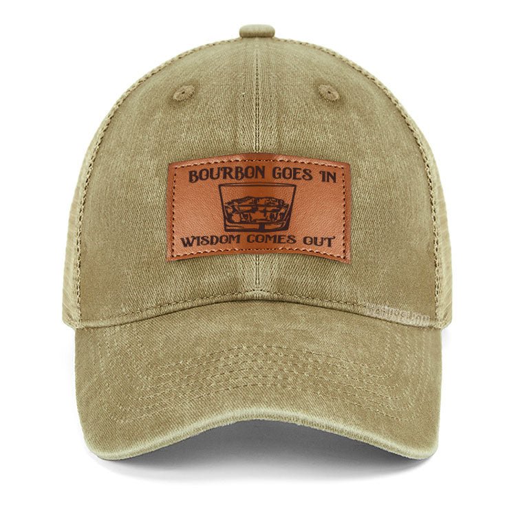 Maturelion Bourbon Goes In Wisdom Comes Out Leather Patch Cap