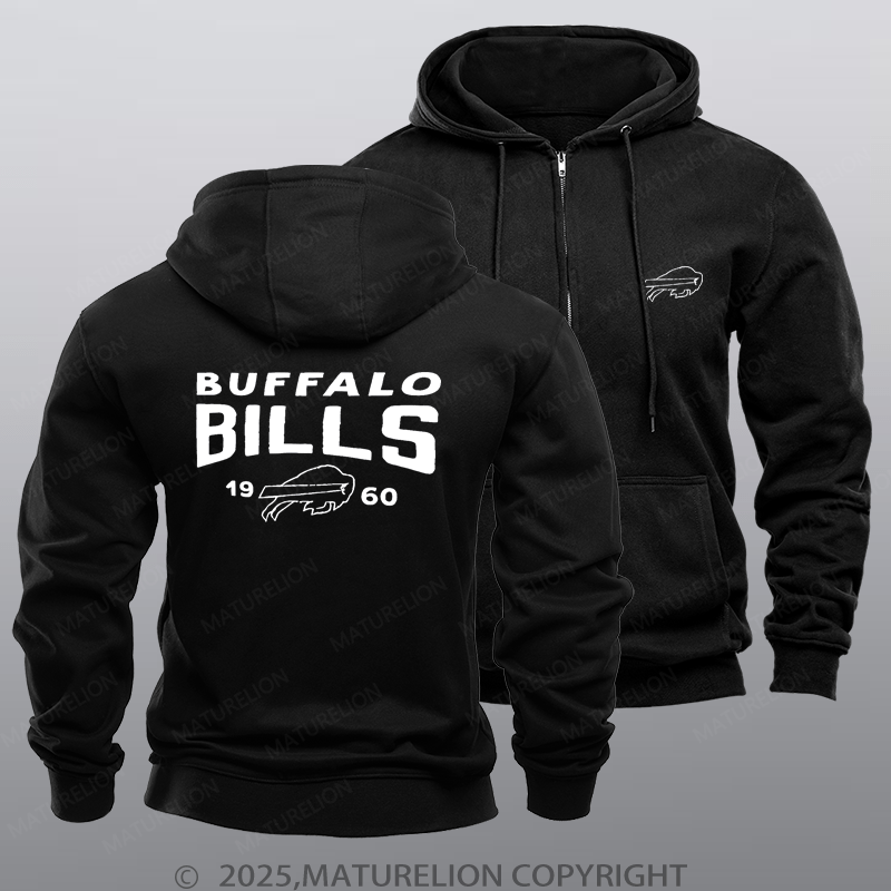 Maturelion Buffalo Bills & Chicago Bears & Atlanta Falcons Nfl Black Zipper Hoodie