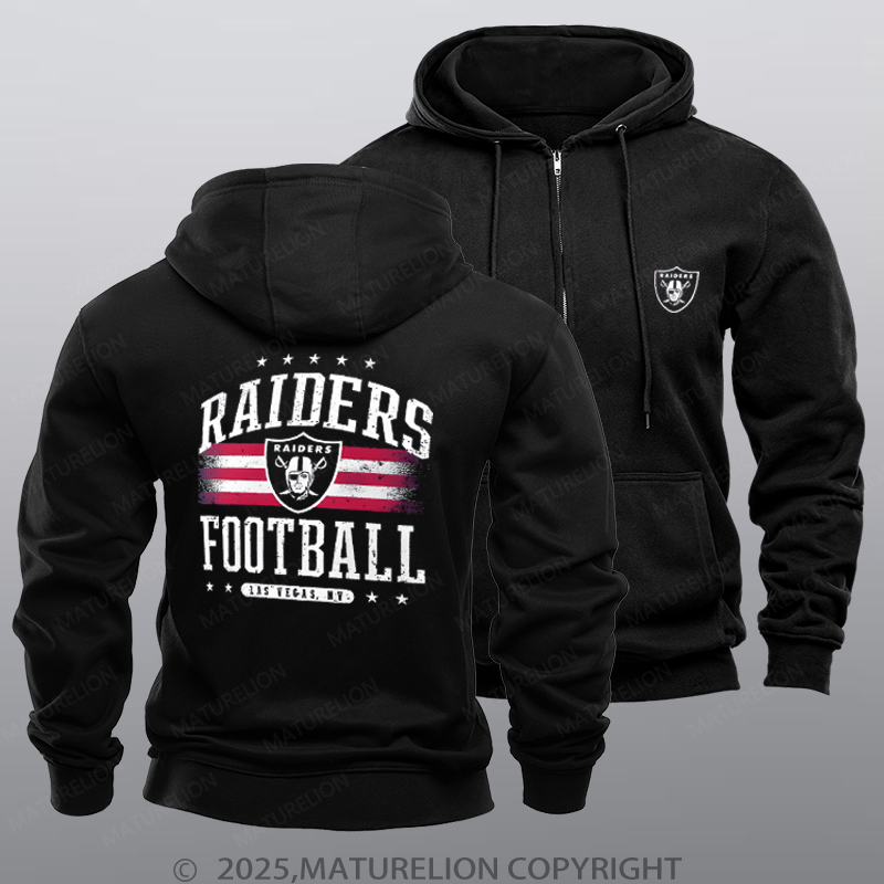 Maturelion Buffalo Bills & Raiders Football & Carolina Panthers Nfl Black Zipper Hoodie