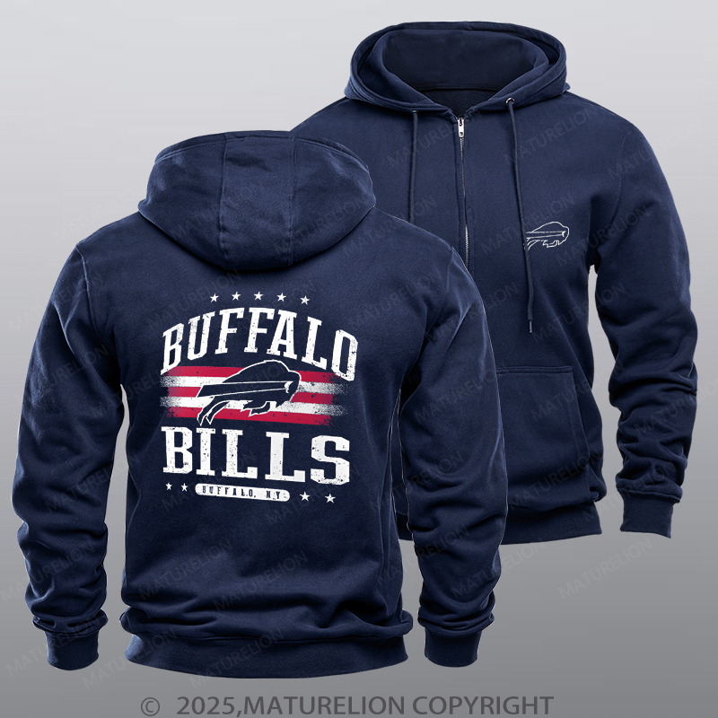 Maturelion Buffalo Bills & Raiders Football & Carolina Panthers Nfl Black Zipper Hoodie