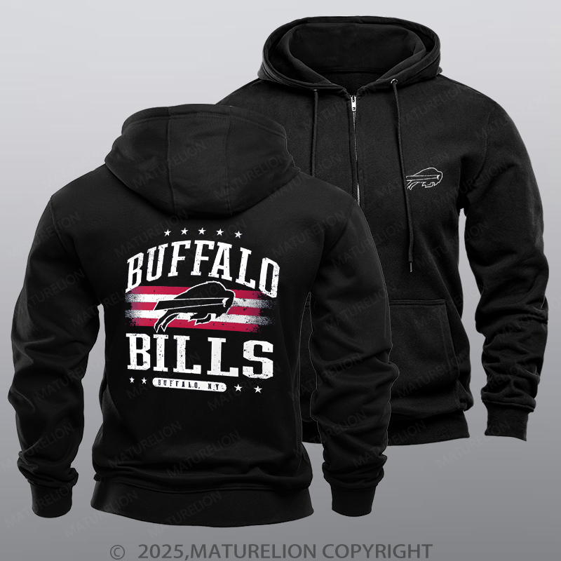 Maturelion Buffalo Bills & Raiders Football & Carolina Panthers Nfl Black Zipper Hoodie