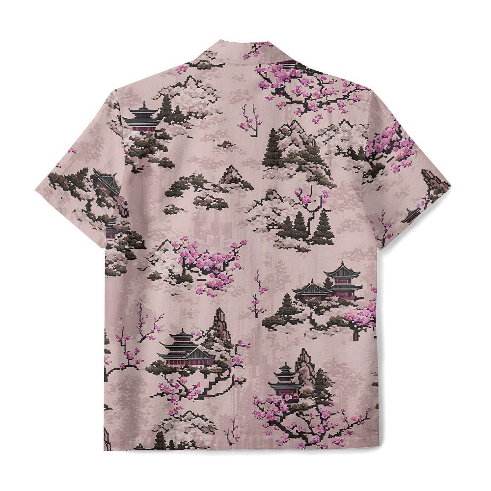 Maturelion Cherry Blossom Print Hawaiian Shirt