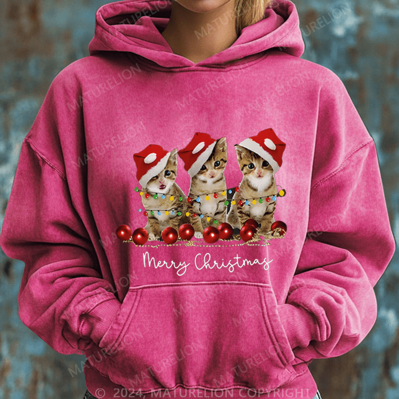 Maturelion Christmas Hoodie Cat Lovers Christmas Women Hoodie