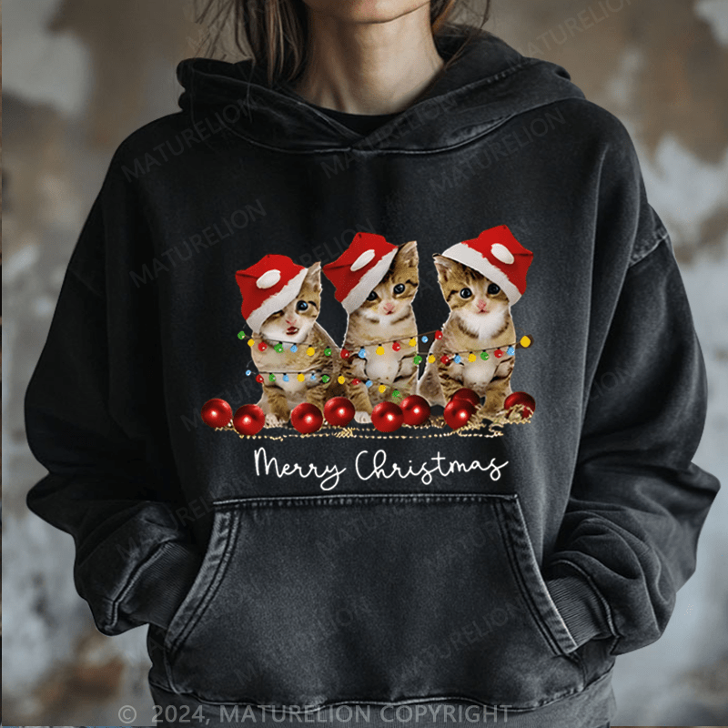 Maturelion Christmas Hoodie Cat Lovers Christmas Women Hoodie