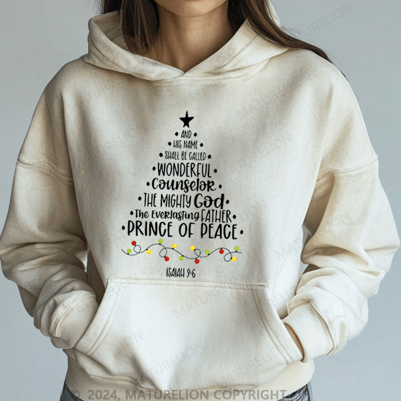 Maturelion Christmas Hoodie His Name Shall Be Called Wonderful Counselor Women Hoodie