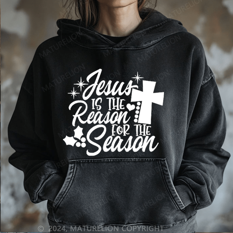 Maturelion Christmas Hoodie Jesus Is the Reason for the Season Women Hoodie