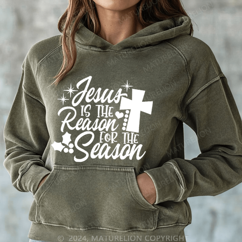 Maturelion Christmas Hoodie Jesus Is the Reason for the Season Women Hoodie