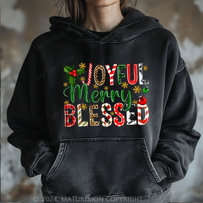 Maturelion Christmas Hoodie Joyful Merry Blessed Women Hoodie