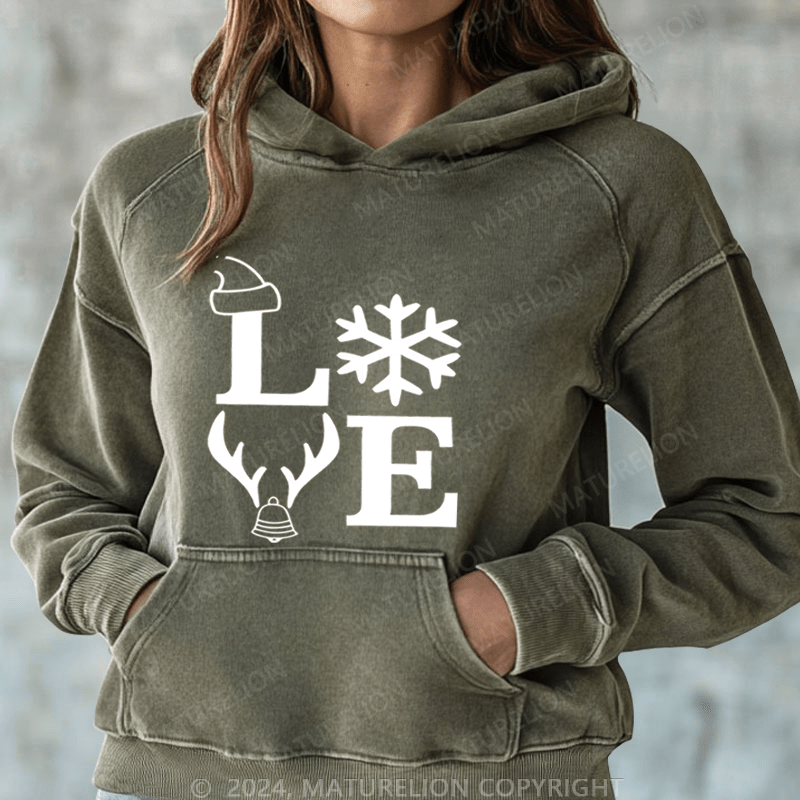 Maturelion Christmas Hoodie Love Family Women Hoodie