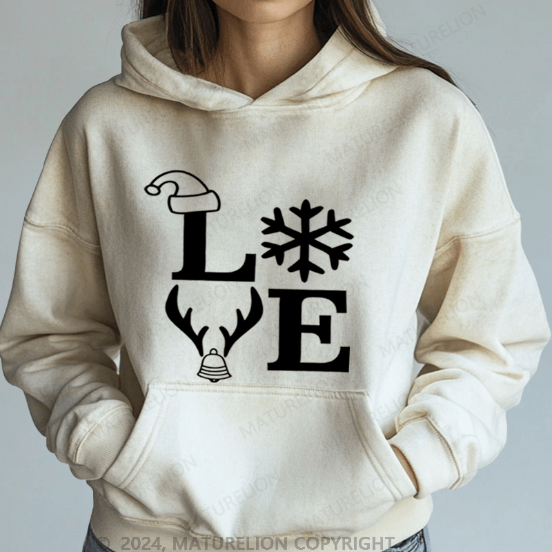 Maturelion Christmas Hoodie Love Family Women Hoodie