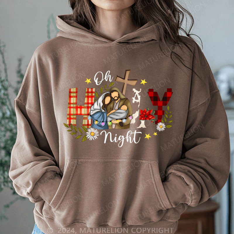 Maturelion Christmas Hoodie Oh Holy Night Jesus Women Hoodie