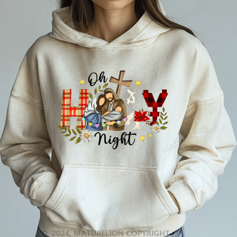 Maturelion Christmas Hoodie Oh Holy Night Jesus Women Hoodie