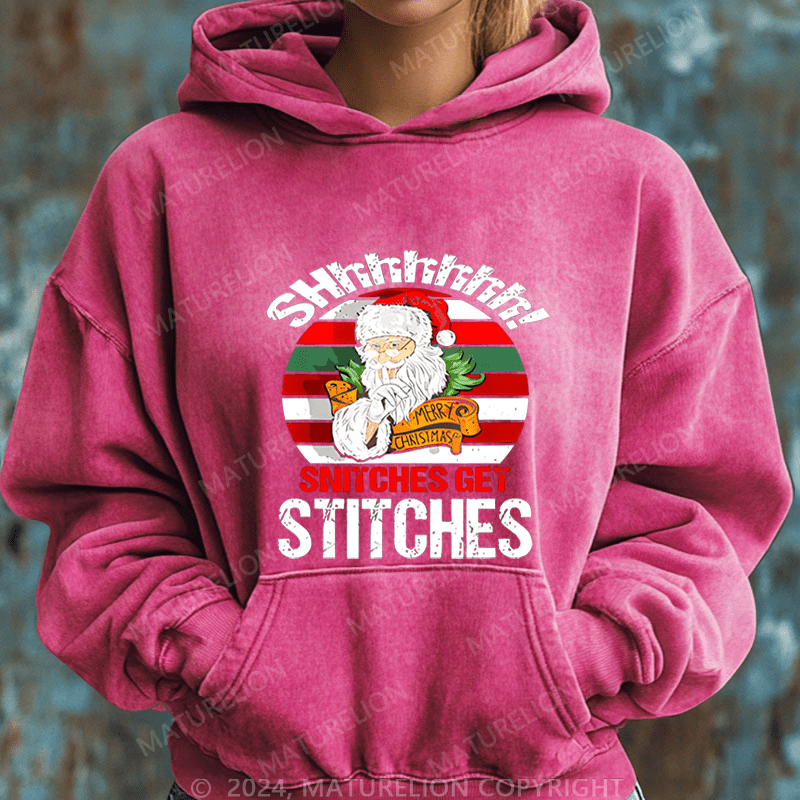 Maturelion Christmas Hoodie Shhh Snitches Get Stitches Women Hoodie