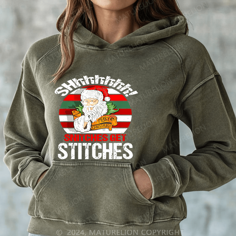 Maturelion Christmas Hoodie Shhh Snitches Get Stitches Women Hoodie