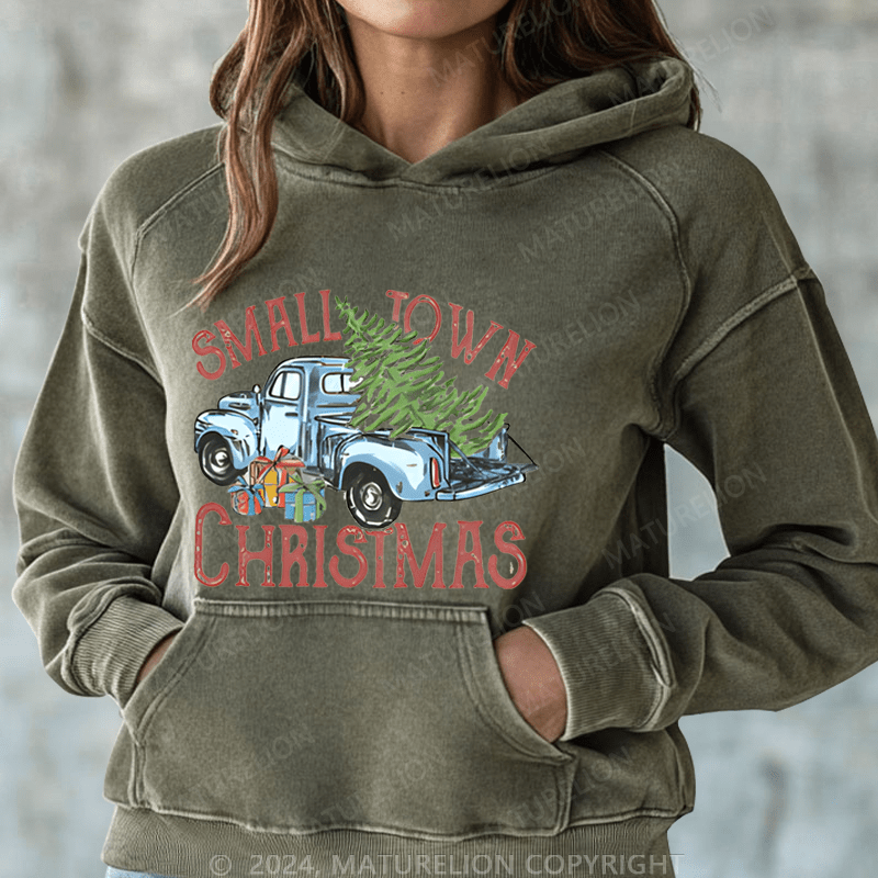 Maturelion Christmas Hoodie Small Town Christmas Women Hoodie