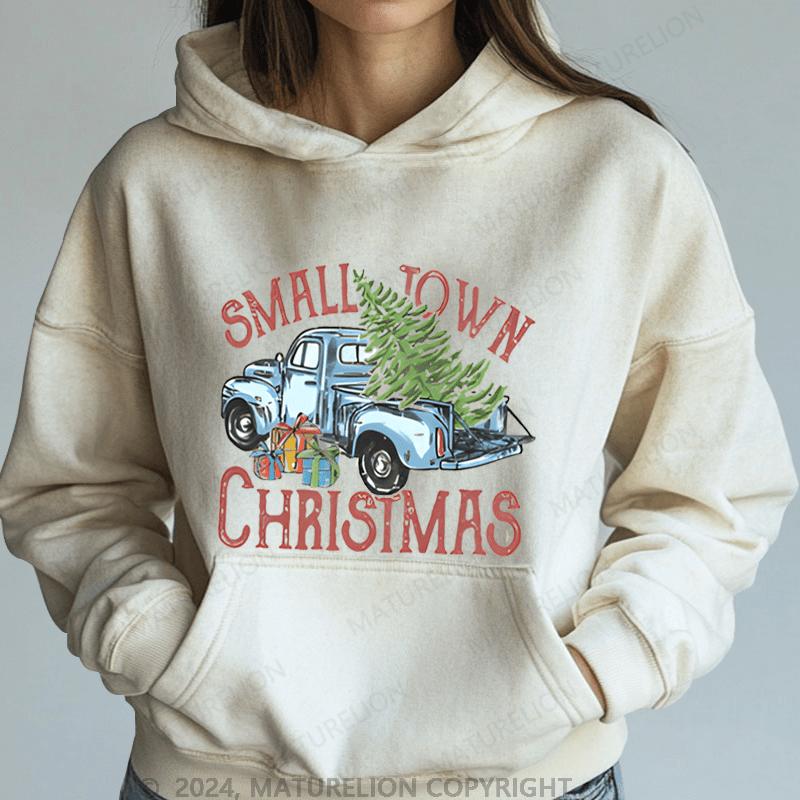 Maturelion Christmas Hoodie Small Town Christmas Women Hoodie